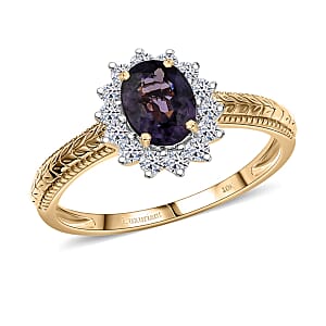 Certified & Appraised 10K Yellow Gold AAA Lavender Spinel, Luxuriant Lab Grown Diamond (G-H, SI) (0.42 Carat Ring (Size 10.0) 2.00 Carat Total Weight