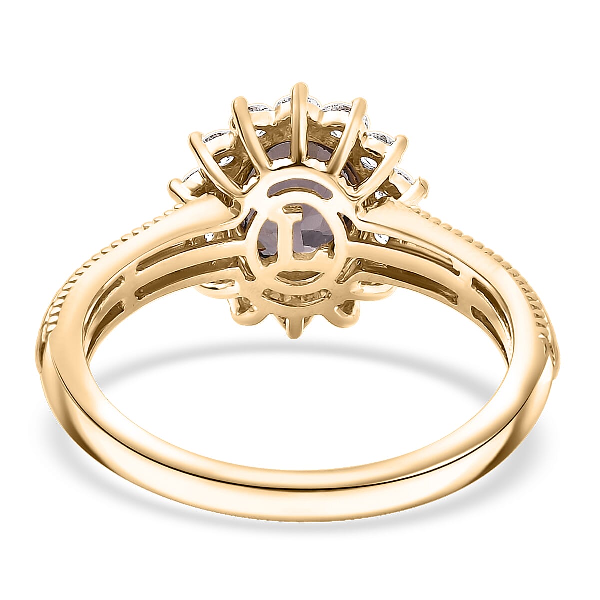Certified & Appraised 10K Yellow Gold AAA Lavender Spinel, Luxuriant Lab Grown Diamond (G-H, SI) (0.42 cts) Ring (Size 10.5) 2.00 ctw image number 4