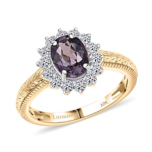 Certified & Appraised 10K Yellow Gold AAA Lavender Spinel, Luxuriant Lab Grown Diamond (G-H, SI) (0.42 cts) Ring (Size 6.5) 2.00 ctw