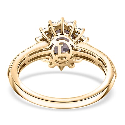 Certified & Appraised 10K Yellow Gold AAA Lavender Spinel, Luxuriant Lab Grown Diamond (G-H, SI) (0.42 Carat Ring (Size 9.0) 2.00 Carat Total Weight