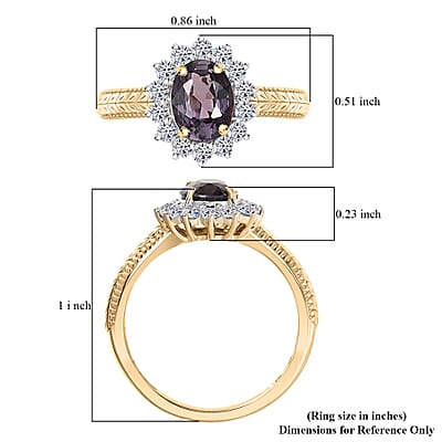 Certified & Appraised 10K Yellow Gold AAA Lavender Spinel, Luxuriant Lab Grown Diamond (G-H, SI) (0.42 Carat Ring (Size 9.0) 2.00 Carat Total Weight