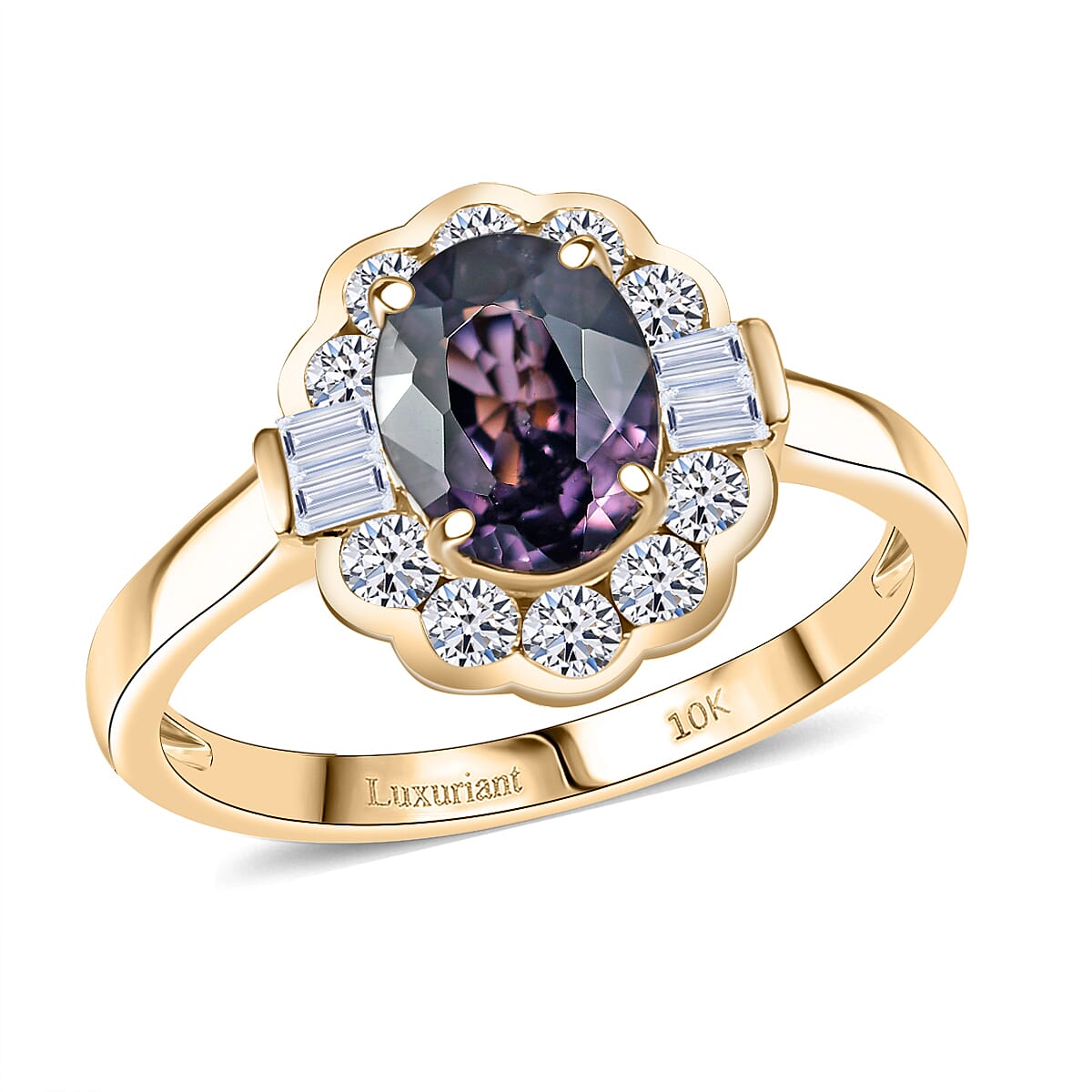 AAA Lavender Spinel and G-H SI Luxuriant Lab Grown Diamond 2.00 ctw Ring in 10K Yellow Gold (Size 10.0) image number 0