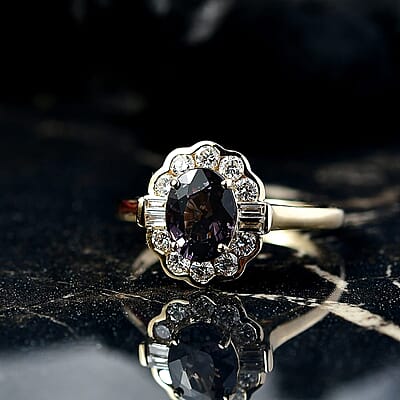 Certified & Appraised AAA Lavender Spinel and G-H SI Luxuriant Lab Grown Diamond 2.00 ctw Ring in 10K Yellow Gold (Size 10.0)