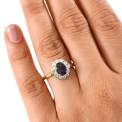 Certified & Appraised AAA Lavender Spinel and G-H SI Luxuriant Lab Grown Diamond 2.00 ctw Ring in 10K Yellow Gold (Size 12.0)