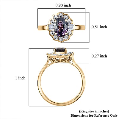 Certified & Appraised AAA Lavender Spinel and G-H SI Luxuriant Lab Grown Diamond 2.00 ctw Ring in 10K Yellow Gold (Size 12.0)