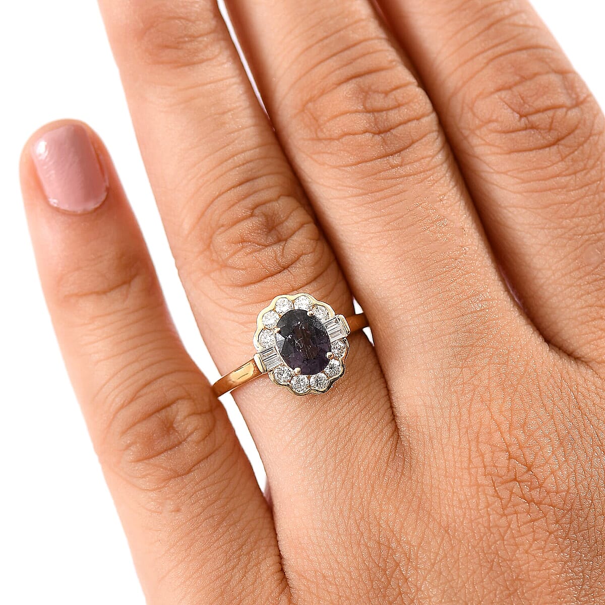 AAA Lavender Spinel and G-H SI Luxuriant Lab Grown Diamond 2.00 ctw Ring in 10K Yellow Gold (Size 6.5) image number 2