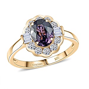 Certified & Appraised 10K Yellow Gold AAA Lavender Spinel, Luxuriant Lab Grown Diamond (G-H, SI) (0.42 cts) Ring (Size 7.0) 2.00 ctw