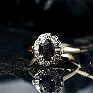 AAA Lavender Spinel and G-H SI Luxuriant Lab Grown Diamond 2.00 ctw Ring in 10K Yellow Gold (Size 7.0)