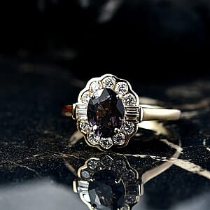 Certified & Appraised AAA Lavender Spinel and G-H SI Luxuriant Lab Grown Diamond 2.00 ctw Ring in 10K Yellow Gold (Size 7.5)