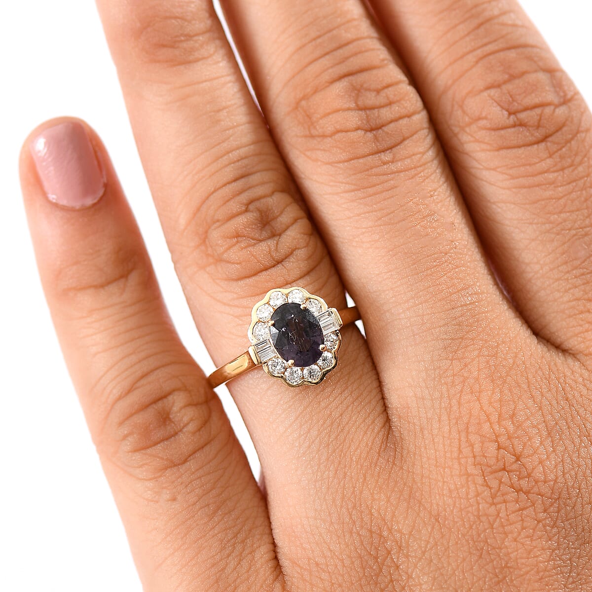 AAA Lavender Spinel and G-H SI Luxuriant Lab Grown Diamond 2.00 ctw Ring in 10K Yellow Gold (Size 9.0) image number 2