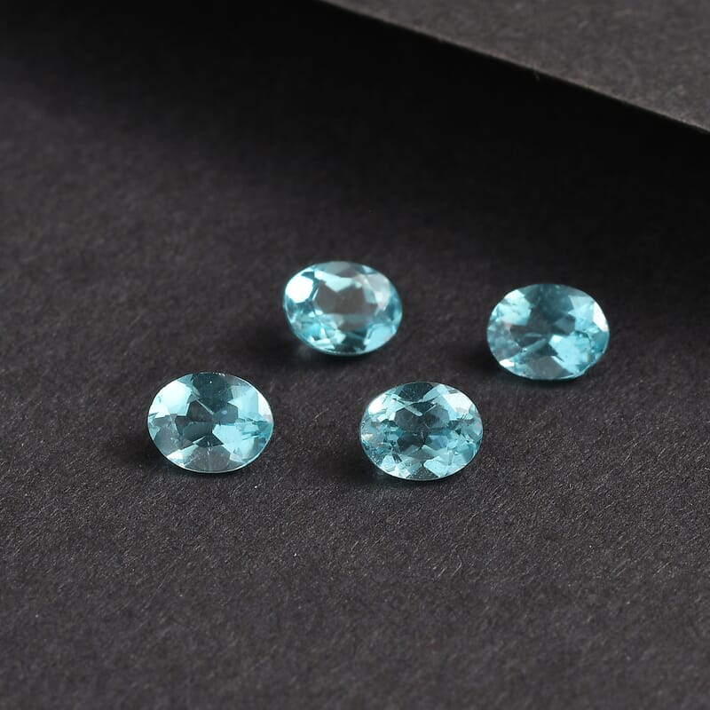 Set of 4 AA Blue Apatite (Ovl 5x4 mm) 1.53 ctw Loose Gemstone