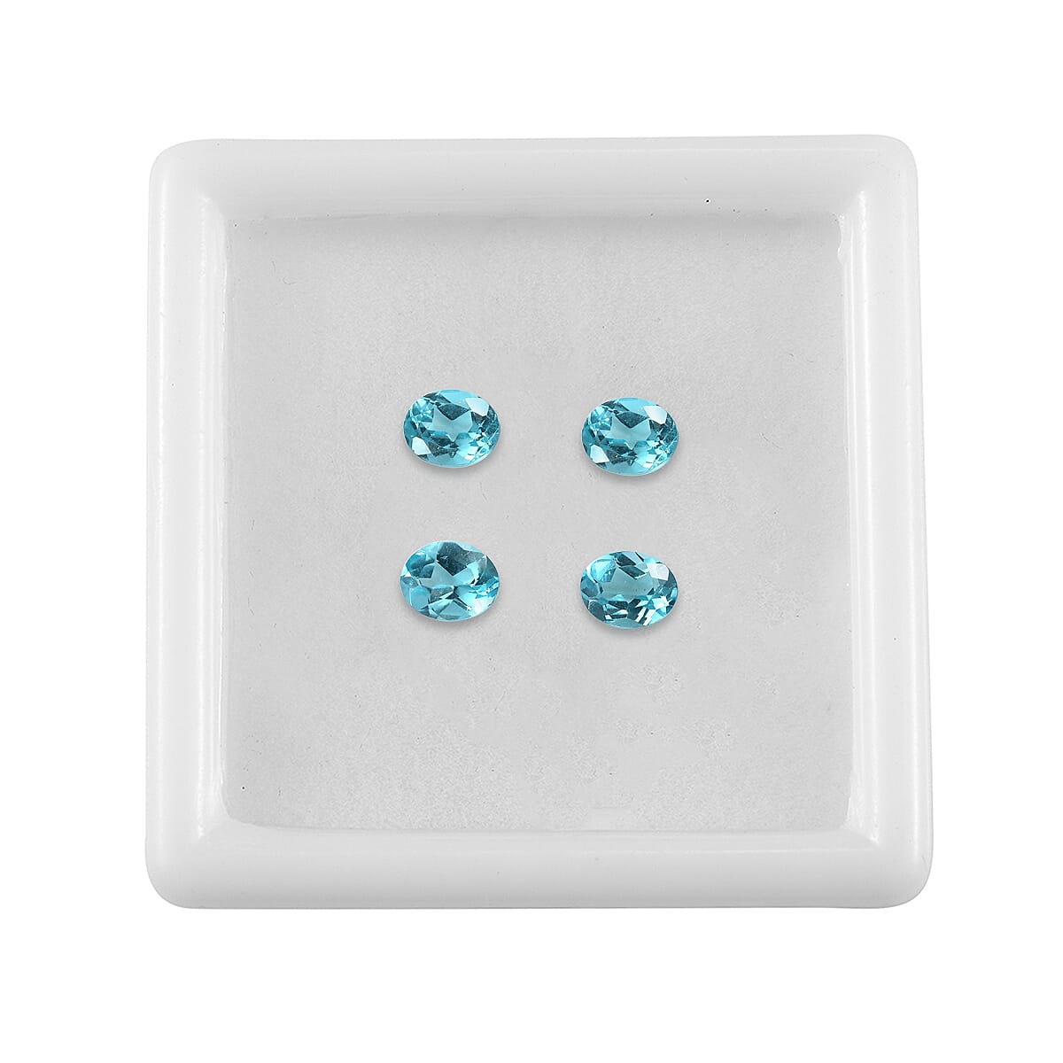 Set of 4 AA Blue Apatite (Ovl 5x4 mm) 1.53 ctw Loose Gemstone