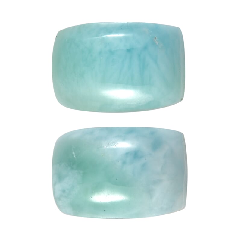 Larimar Set of 2 (Cush 6x4 mm) 1.23 ctw Loose Gemstone