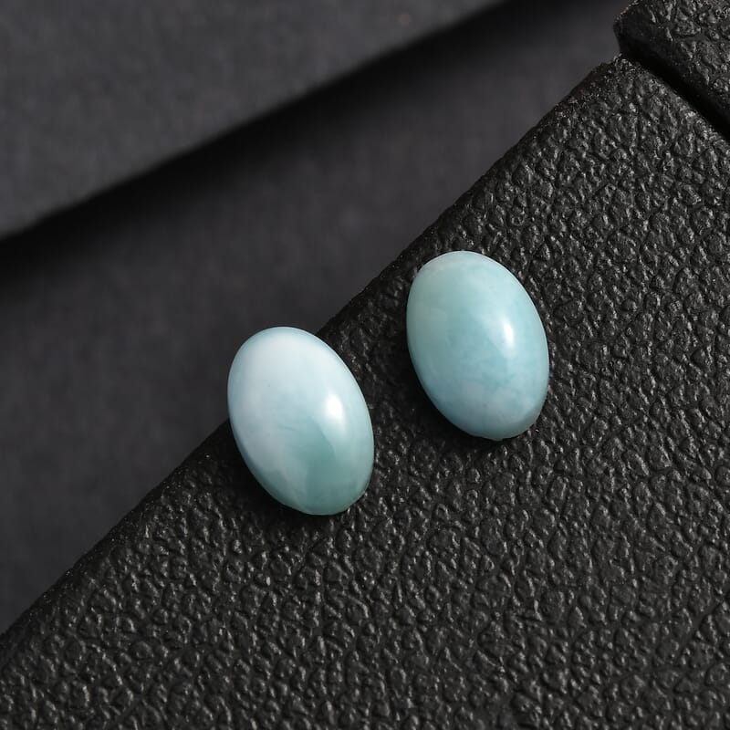Larimar Set of 2 (Pear 6x4 mm) 0.95 ctw Loose Gemstone