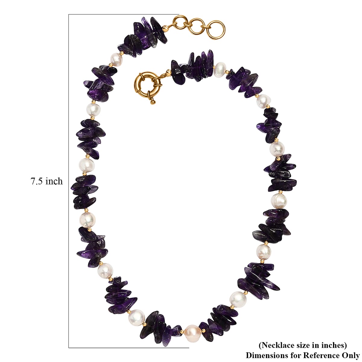 African Amethyst Chips 205.00 ctw and Freshwater Pearl Necklace in 18K YG Plated 18 Inches image number 5