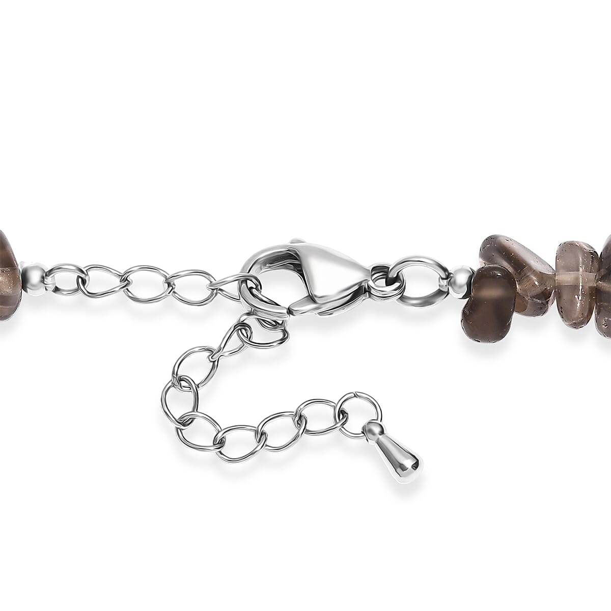 Black Rutile Quartz Tumble and Brazilian Smoky Quartz 445.00 ctw Chips Necklace in Stainless Steel 24 Inches image number 4