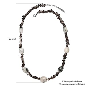 Black Rutile Quartz 445.00 ctw Necklace in Stainless Steel 24 Inches