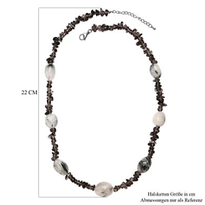 Black Rutile Quartz 445.00 ctw Necklace in Stainless Steel 24 Inches