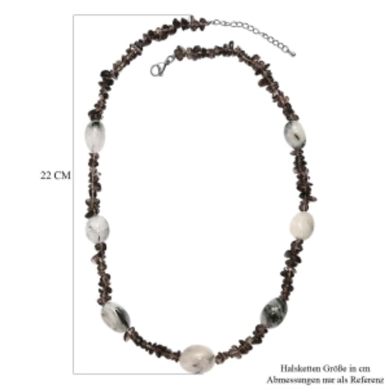 Black Rutile Quartz 445.00 ctw Necklace in Stainless Steel 24 Inches