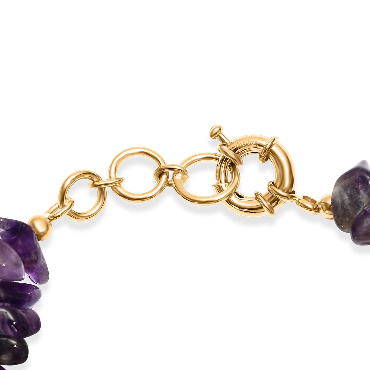 African Amethyst Chips 80.00 ctw and Freshwater Pearl Bracelet in 18K YG Plated (7.25 In) image number 4