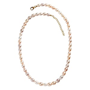 Multi Color Freshwater Pearl 130.00 ctw Necklace in Vermeil YG Over Sterling Silver 18 Inches