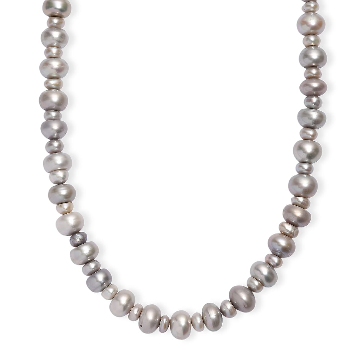 Grey Dyed Pearl Necklace in Stainless Steel 18 Inches image number 0