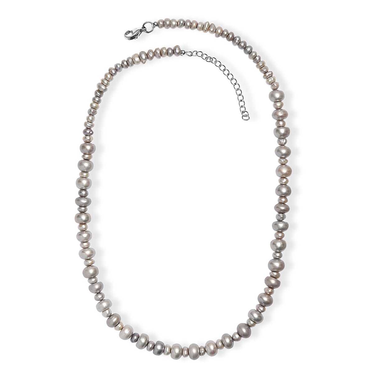 Grey Dyed Pearl Necklace in Stainless Steel 18 Inches image number 3