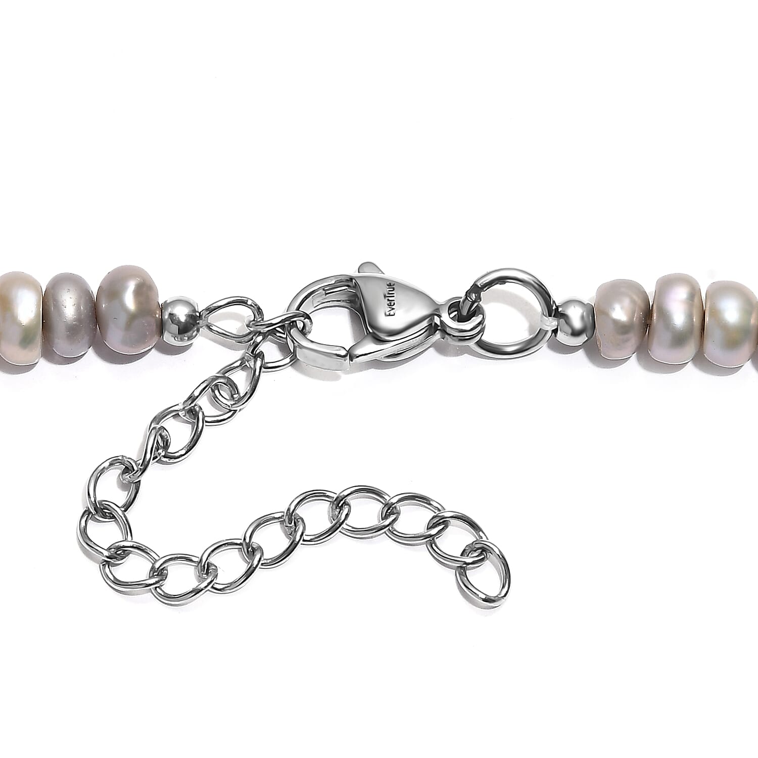 Grey Dyed Pearl Necklace in Stainless Steel 18 Inches