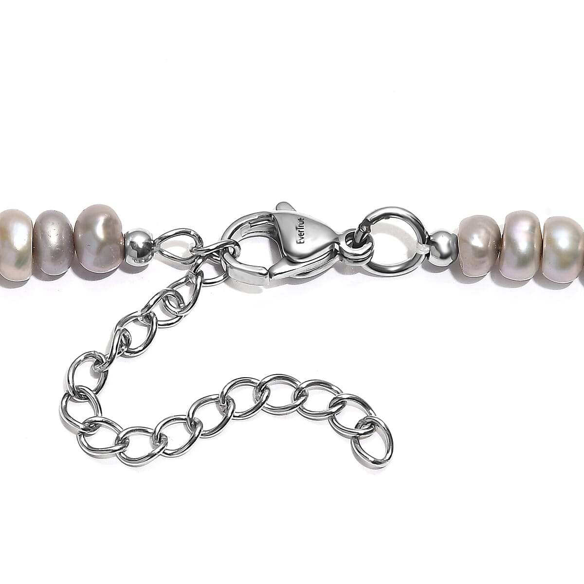 Grey Dyed Pearl Necklace in Stainless Steel 18 Inches image number 4