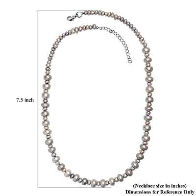 Grey Dyed Pearl Necklace in Stainless Steel 18 Inches