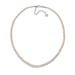 D'Joy Premium Ethiopian Welo Opal 60.00 ctw Necklace in Rhodium Over Sterling Silver 18 Inches