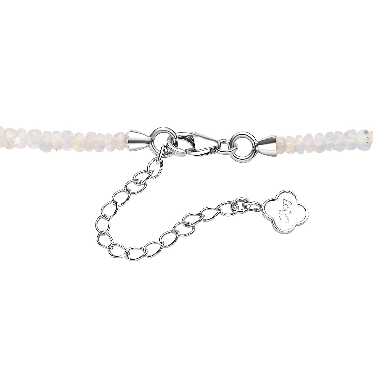 D'Joy Premium Ethiopian Welo Opal 60.00 ctw Necklace in Rhodium Over Sterling Silver 18 Inches