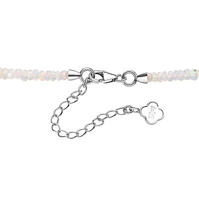 D'Joy Premium Ethiopian Welo Opal 60.00 ctw Necklace in Rhodium Over Sterling Silver 18 Inches