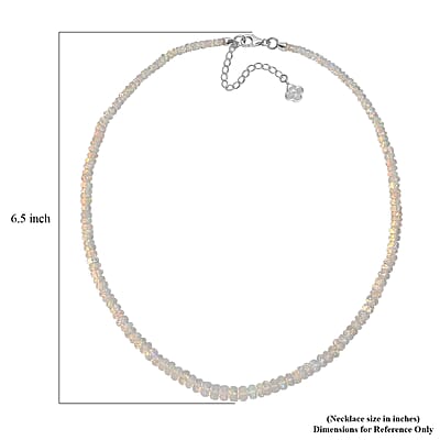 D'Joy Premium Ethiopian Welo Opal 60.00 ctw Necklace in Rhodium Over Sterling Silver 18 Inches