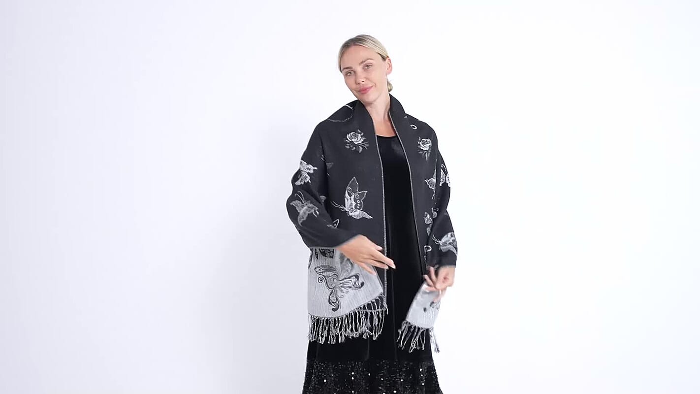 Tamsy Set of 3 Red, Navy and Black Printed Polyester Scarf (27.5"x70.8")