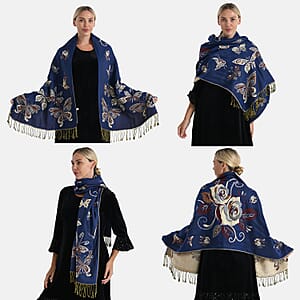 Doorbuster Tamsy Set of 3 Red, Navy and Black Printed Polyester Scarf