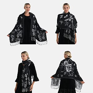 Doorbuster Tamsy Set of 3 Red, Navy and Black Printed Polyester Scarf