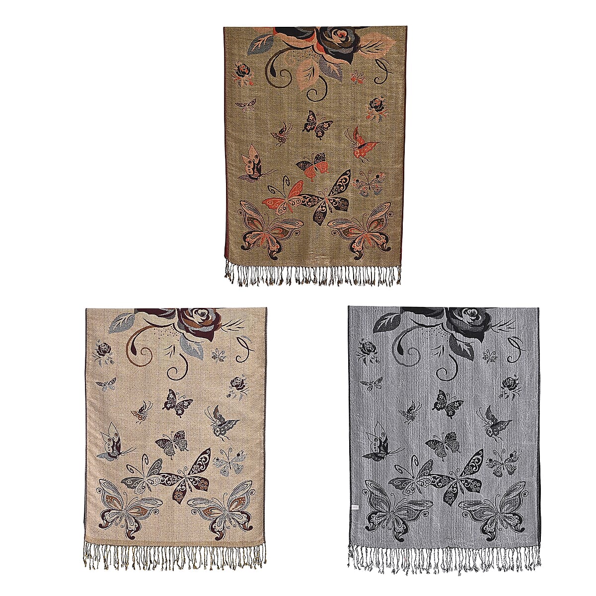 Doorbuster Tamsy Set of 3 Red, Navy and Black Printed Polyester Scarf image number 5