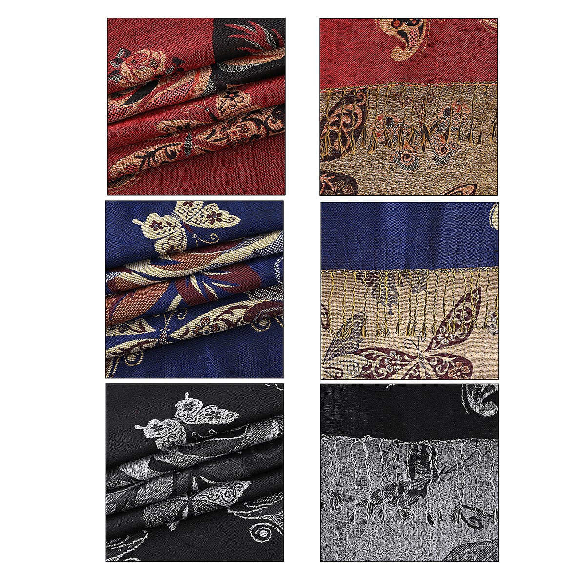 Doorbuster Tamsy Set of 3 Red, Navy and Black Printed Polyester Scarf image number 6