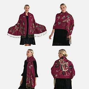  Tamsy Set of 3 Purple, Gold and Green Printed Polyester Scarf