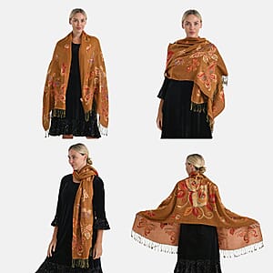  Tamsy Set of 3 Purple, Gold and Green Printed Polyester Scarf