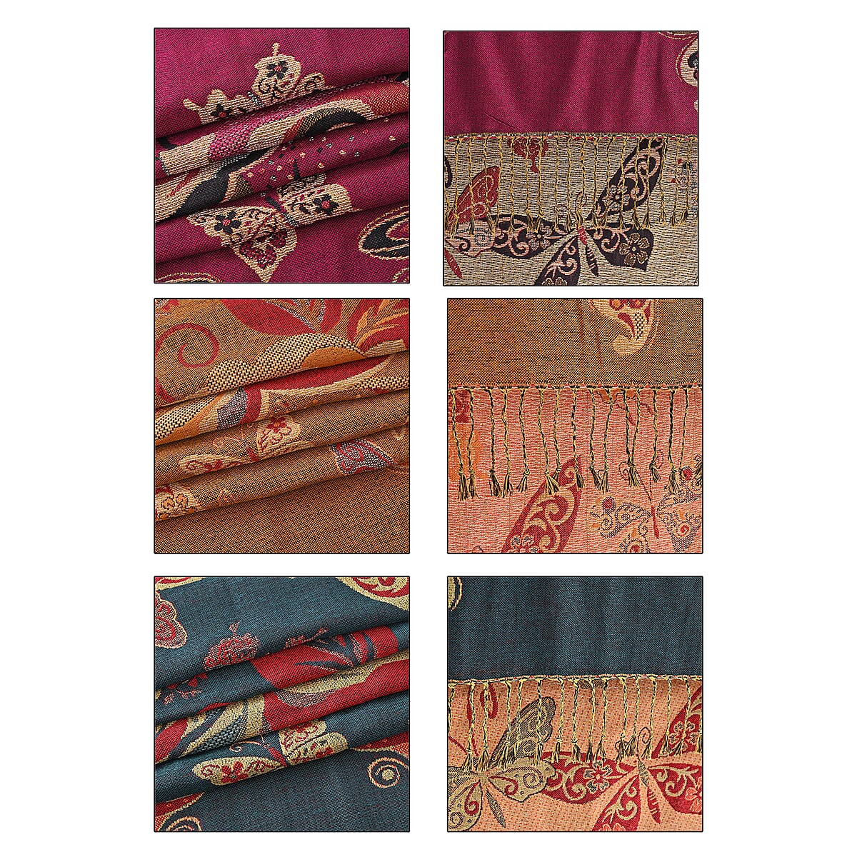  Tamsy Set of 3 Purple, Gold and Green Printed Polyester Scarf image number 6