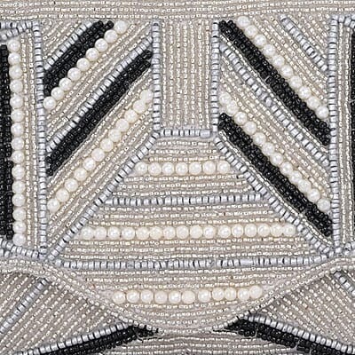 La Marey Silver Bead Work Sling Bag with Magnet Button
