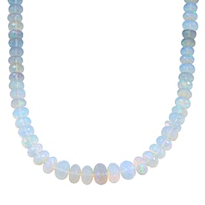 Iliana AAAA Ethiopian Welo Opal 140.00 ctw Beaded Necklace in 18K White Gold 18-20 Inches