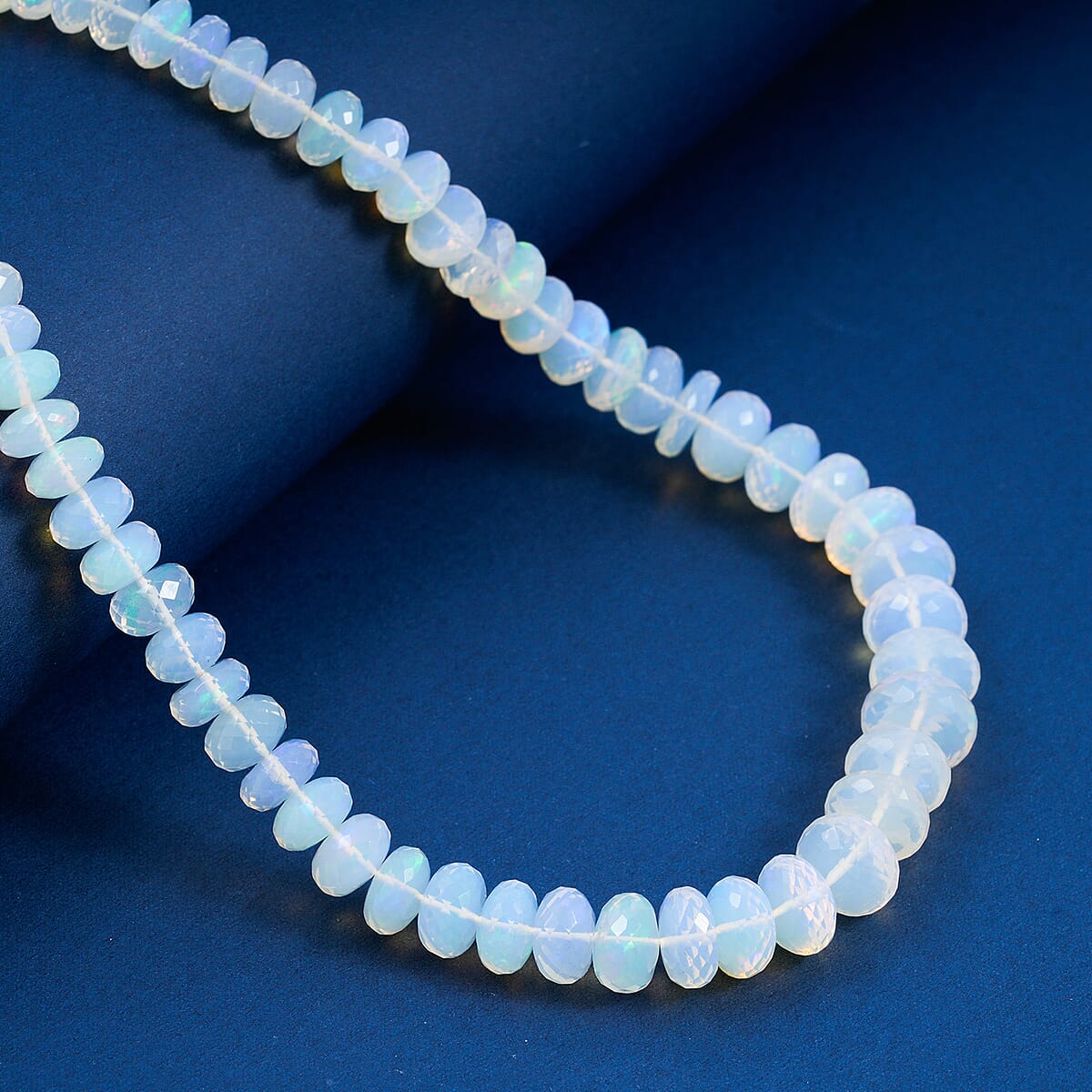 Iliana AAAA Ethiopian Welo Opal 140.00 ctw Beaded Necklace in 18K White Gold 18-20 Inches image number 1