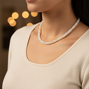 Iliana AAAA Ethiopian Welo Opal 140.00 ctw Beaded Necklace in 18K White Gold 18-20 Inches