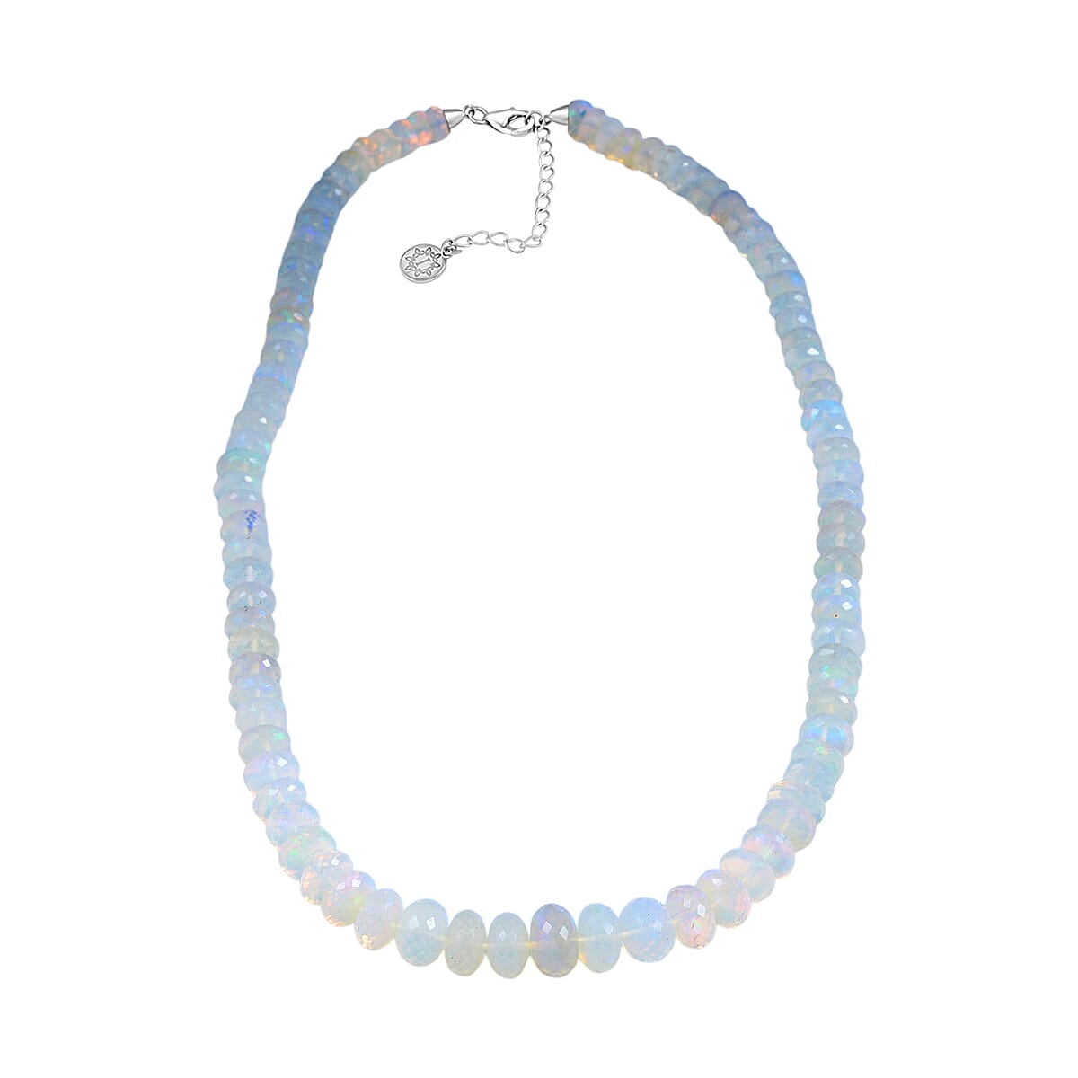 Iliana AAAA Ethiopian Welo Opal 140.00 ctw Beaded Necklace in 18K White Gold 18-20 Inches image number 3