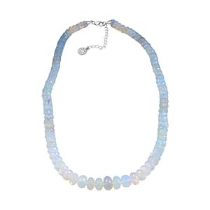 Iliana AAAA Ethiopian Welo Opal 140.00 ctw Beaded Necklace in 18K White Gold 18-20 Inches