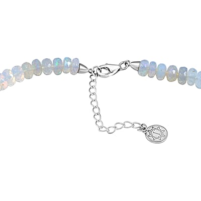 Iliana AAAA Ethiopian Welo Opal 140.00 ctw Beaded Necklace in 18K White Gold 18-20 Inches