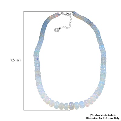 Iliana AAAA Ethiopian Welo Opal 140.00 ctw Beaded Necklace in 18K White Gold 18-20 Inches